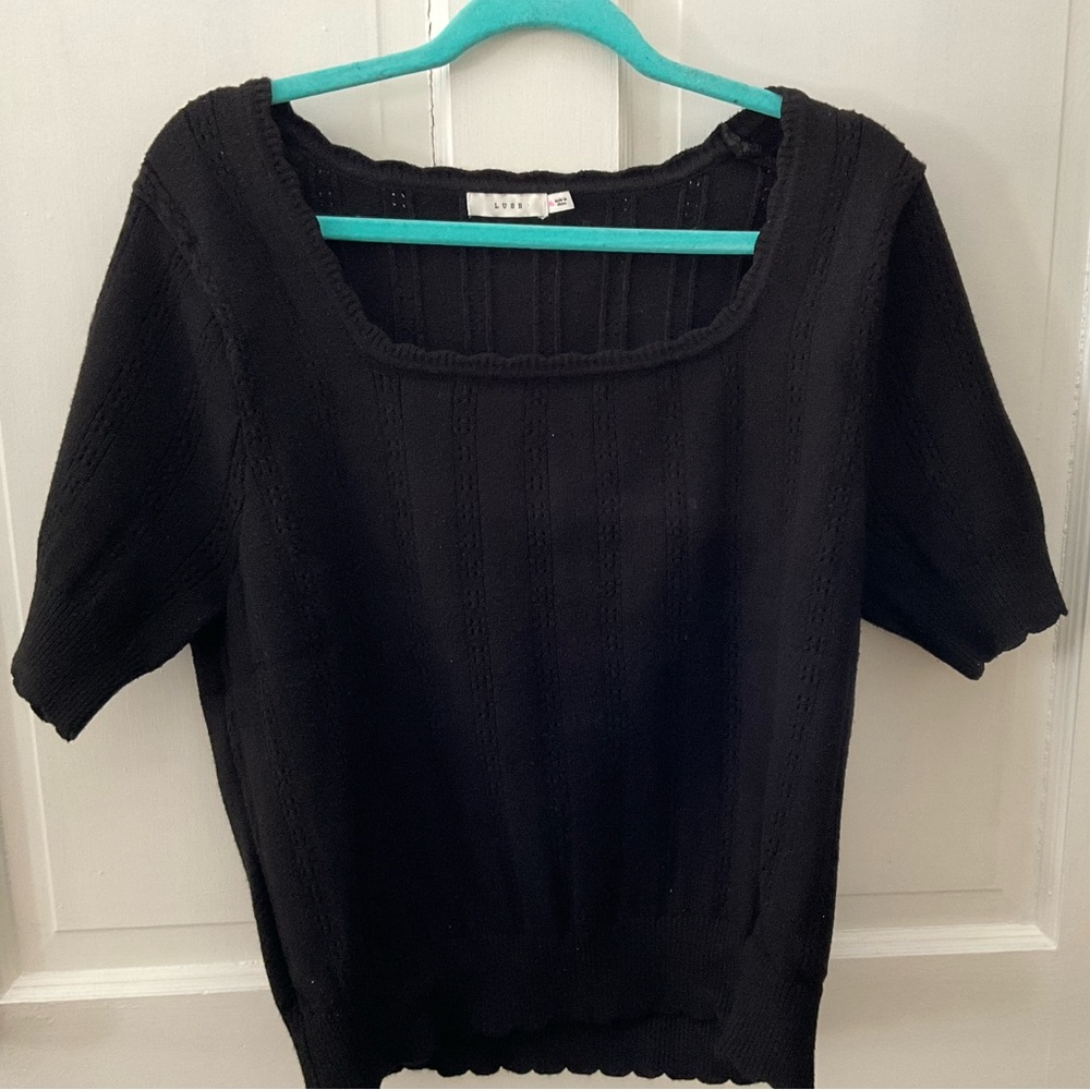 Lush Black Textured Knit Top